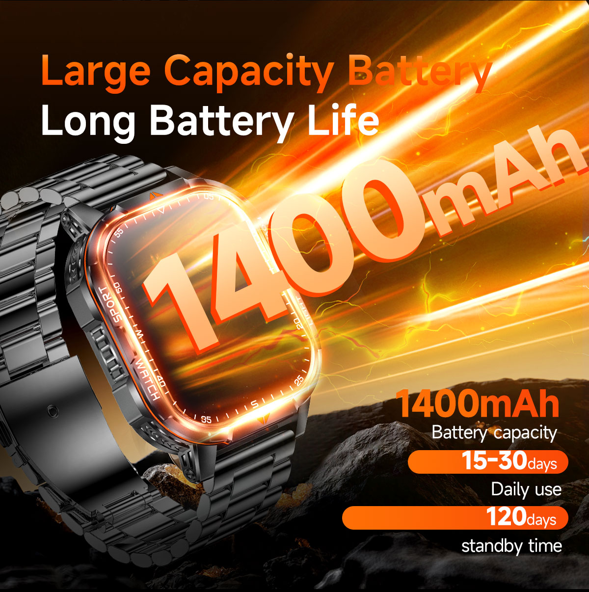 2026 New 1400mAh Super Large B - Smartwatch Military Watches For Men ulasan dan harga