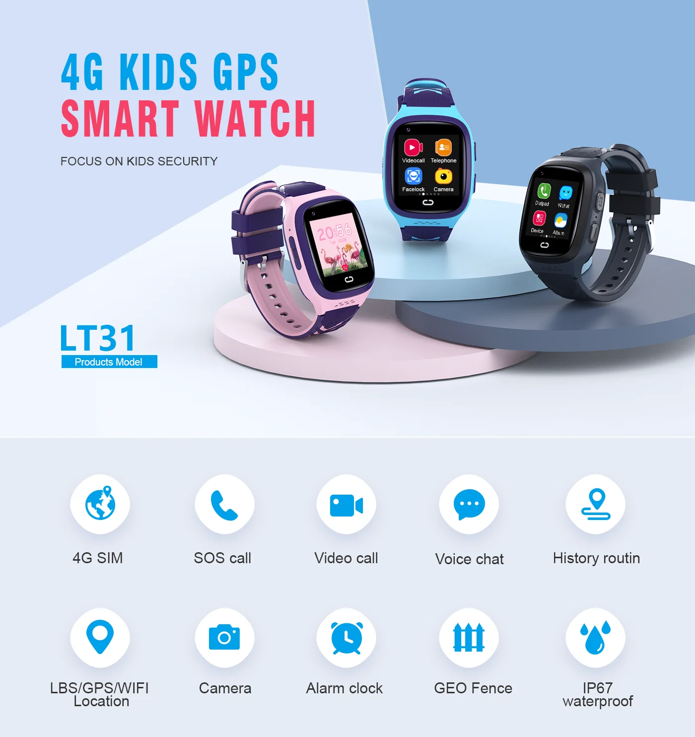 4G Kids Smartwatch SOS Waterpr - Smartwatch Watches For Girls ulasan dan harga