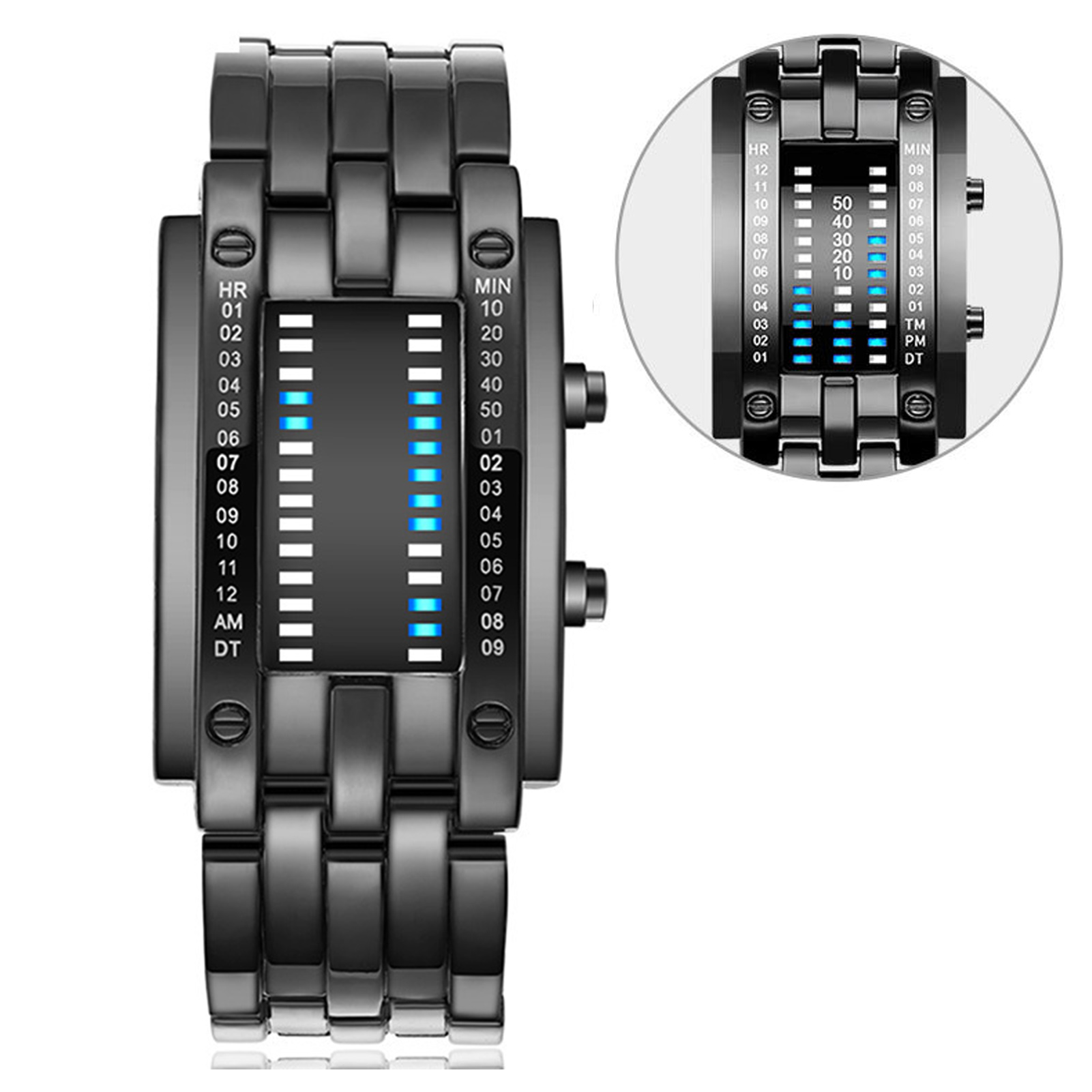 Premium Binary Matrix Blue LED - Smartwatch Premium Watches For Men ulasan dan harga