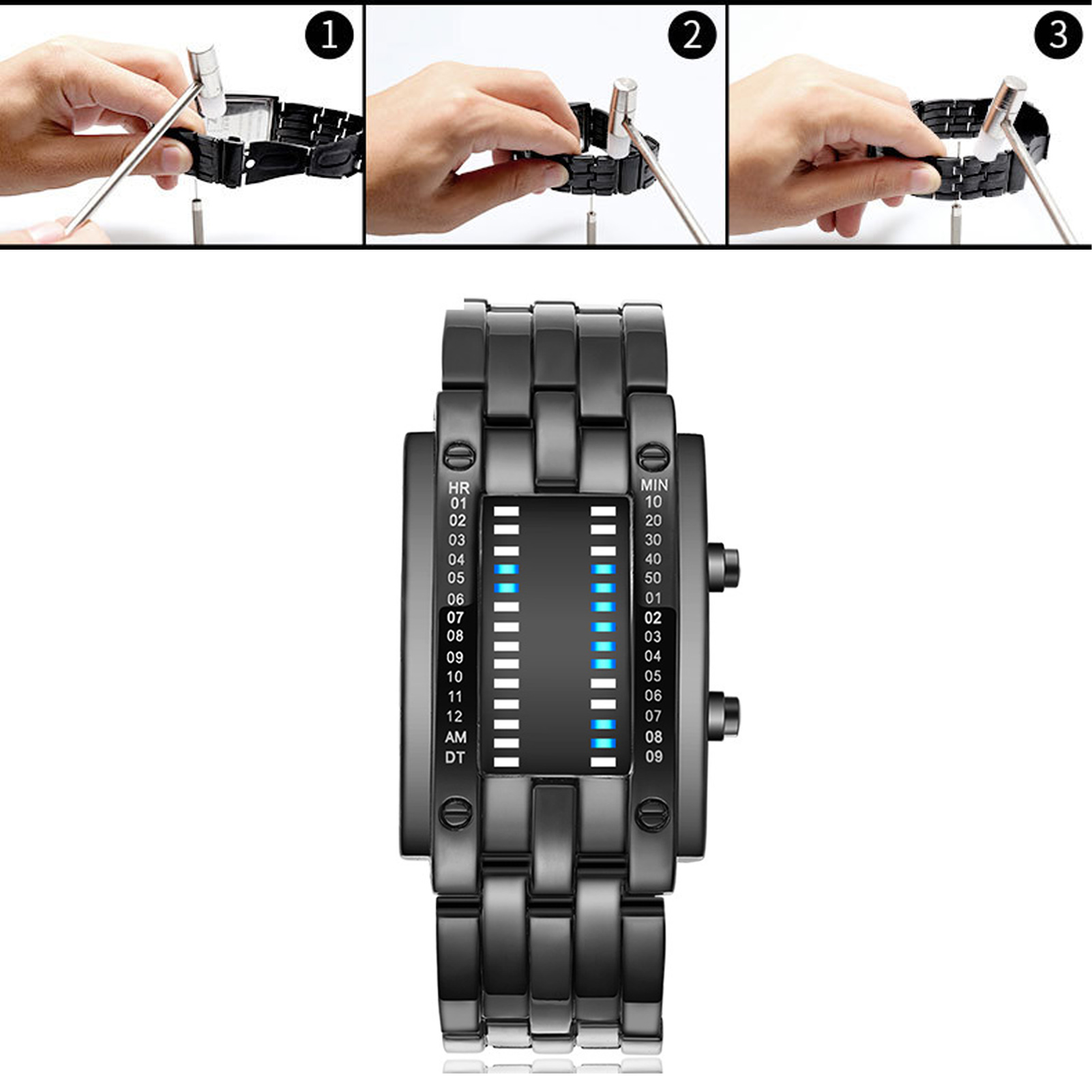 Premium Binary Matrix Blue LED - Smartwatch Premium Watches For Men ulasan dan harga