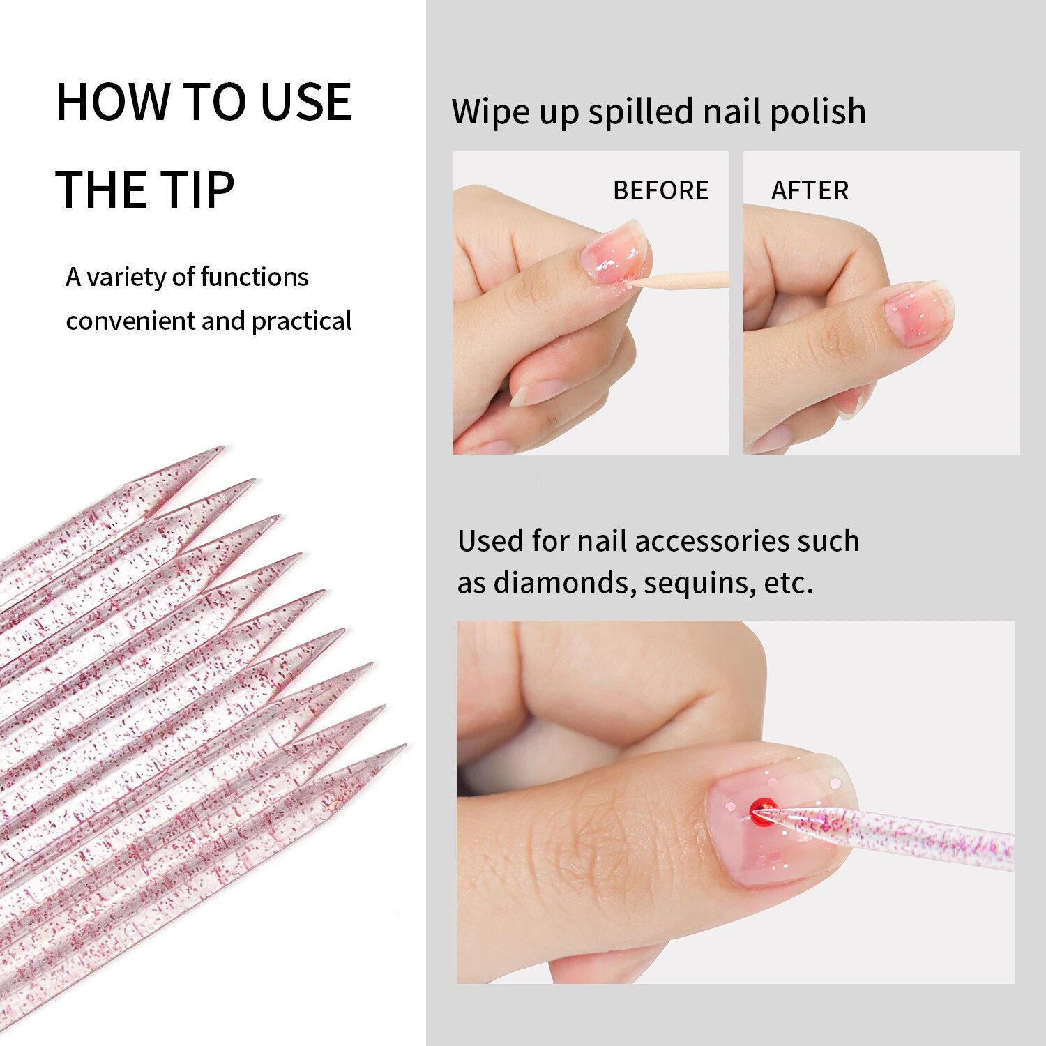 50 Pcs Nail Cuticle Pusher Cry - Crystal Press Tool ulasan dan harga