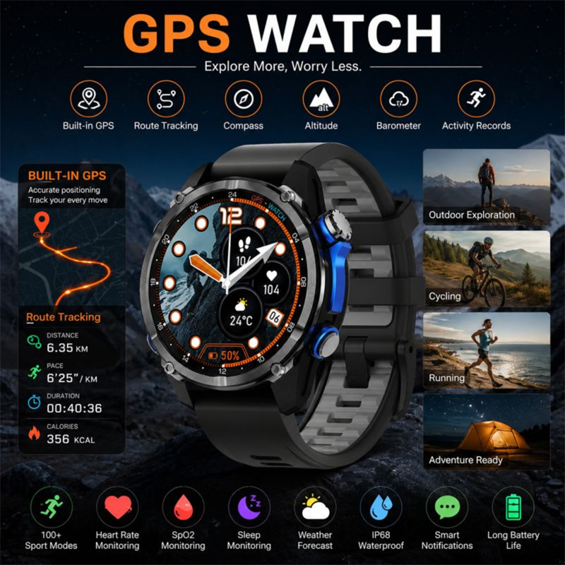 Outdoor Sports GPS Watch Men 3 - Altimeter Compass Watch ulasan dan harga