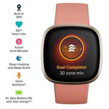 Fitbit Versa 3 Motivational He - Smartwatch Health Watches ulasan dan harga