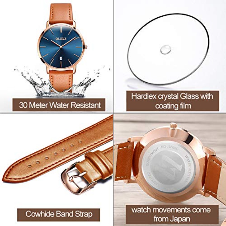 OLEVS Men Leather Watches Blac - Smartwatch Digital Watches For Men ulasan dan harga