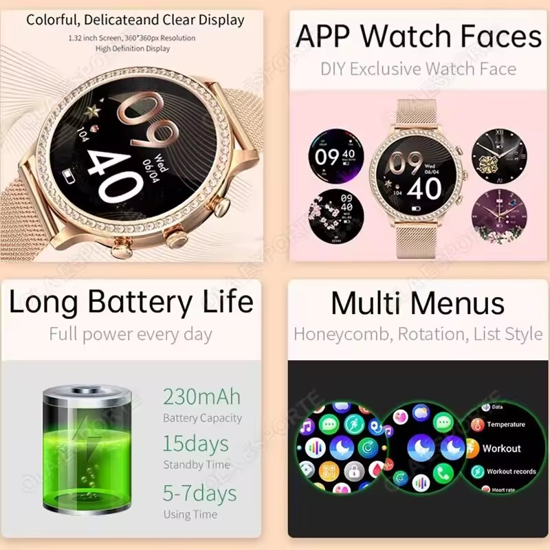Elegant Ladies' Smartwatch Blu - Smartwatch Health Watches ulasan dan harga